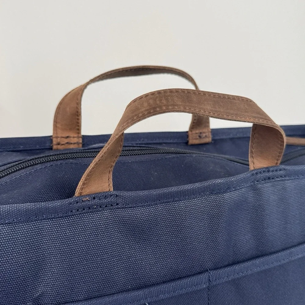 L.L.Bean Stonington Daily Commuter Travel Work Bag Navy Blue Canvas 17